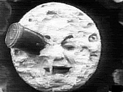 still from A Journey to the Moon, by G. Melies [1902] -- public domain image