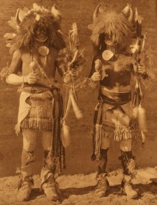 Zuni dancers: detail of photograph by Edward Curtis: 1914, [public domain]